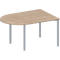 chäfer Shop Genius vergadertafel MODENA FLEX, halve cirkel, 4-poots vierkante buis, B 1400 x D 1000 x H 720-840 mm, eiken decor/blank aluminium RAL 9006