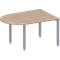 chäfer Shop Genius vergadertafel MODENA FLEX, halve cirkel, 4-poots vierkante buis, B 1400 x D 1000 x H 720-840 mm, eiken decor/blank aluminium RAL 9006
