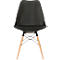 Chaise coque DOGEWOOD - plastique- pieds en bois - coussin d'assise - noir