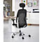 Chaise de bureau Giroflex 40, avec accoudoirs, mécanisme synchrone, siège multicouche, appui-lordose &amp; appui-tête, noir/argenté