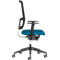 Chaise de bureau NowyStyl UTILA, avec accoudoirs, mécanisme synchrone, siège multicouche, hauteur/profondeur d'assise réglables, dossier avec revêtement résille, noir/bleu