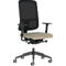 Chaise de bureau NowyStyl UTILA, avec accoudoirs, mécanisme synchrone, siège multicouche, hauteur/profondeur d'assise réglables, dossier avec revêtement résille, noir/marron