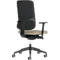 Chaise de bureau NowyStyl UTILA, avec accoudoirs, mécanisme synchrone, siège multicouche, hauteur/profondeur d'assise réglables, dossier avec revêtement résille, noir/marron