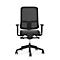 Chaise de bureau NowyStyl UTILA, avec accoudoirs, mécanisme synchrone, siège multicouche, hauteur/profondeur d'assise réglables, dossier avec revêtement résille, noir/noir