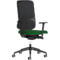 Chaise de bureau NowyStyl UTILA, avec accoudoirs, mécanisme synchrone, siège multicouche, hauteur/profondeur d'assise réglables, dossier avec revêtement résille, noir/vert