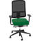 Chaise de bureau NowyStyl UTILA, avec accoudoirs, mécanisme synchrone, siège multicouche, hauteur/profondeur d'assise réglables, dossier avec revêtement résille, noir/vert
