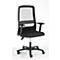 Chaise de bureau Prosedia ECCON plus-3, contact permanent, sans accoudoirs, dossier en maille, avec soutien lombaire, assise plate, noir/blanc