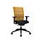 Chaise de bureau Topstar AirWork, avec accoudoirs, mécanisme auto-synchrone, assise multicouche, dossier résille avec soutien lombaire, ocre/noir