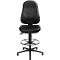 Chaise de bureau TOPSTAR POINT 70 Counter, repose-pieds &amp; patins de sol, hauteur et inclinaison réglables, contact permanent, soutien lombaire, similicuir, noir