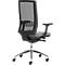 Chaise de bureau WIKI, avec accoudoirs, dossier en maille, structure en aluminium poli, gris clair