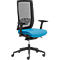 Chaise de bureau WIKI, avec accoudoirs, dossier en maille, structure en plastique, bleu clair