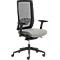 Chaise de bureau WIKI, avec accoudoirs, dossier en maille, structure en plastique, gris clair