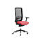 Chaise de bureau WIKI, avec accoudoirs, dossier en maille, structure en plastique, rouge foncé