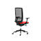 Chaise de bureau WIKI, avec accoudoirs, dossier en maille, structure en plastique, rouge