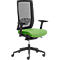 Chaise de bureau WIKI, avec accoudoirs, dossier en maille, structure en plastique, verte