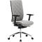 Chaise de bureau WIKI, avec accoudoirs, dossier en tissu, structure en aluminium poli, gris clair