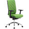 Chaise de bureau WIKI, avec accoudoirs, dossier en tissu, structure en aluminium poli, verte