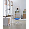 Chaise de bureau WithMe, avec accoudoirs, mécanisme auto-synchrone, assise plate, dossier plastique perforé, housse d'assise amovible, gris clair/bleu clair