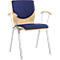 Chaise empilable 7450, siège moulé, soutien lombaire, Dossier rembourré, avec accoudoirs, tissu de revêtement Kashmara, bleu