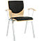 Chaise empilable 7450, siège moulé, soutien lombaire, Dossier rembourré, avec accoudoirs, tissu de revêtement Kashmara, noir