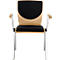 Chaise empilable 7450, siège moulé, soutien lombaire, Dossier rembourré, avec accoudoirs, Tissu de revêtement Point/Trevira CS, noir