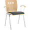 Chaise empilable 7450, siège moulé, soutien lombaire, perçages design, avec accoudoirs, tissu de revêtement Kashmara, gris