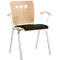 Chaise empilable 7450, siège moulé, soutien lombaire, perçages design, avec accoudoirs, tissu de revêtement Kashmara, noir