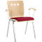 Chaise empilable 7450, siège moulé, soutien lombaire, perçages design, avec accoudoirs, tissu de revêtement Kashmara, rouge foncé