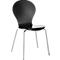 Chaise empilable, set de 4, L 470 x P 440 x H 450 mm, empilable jusqu'à 4 pièces, bois &amp; tube acier chromé, noir