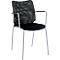 Chaise empilable SUN avec accoudoirs, alu argent/noir