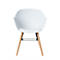 Chaise en coque, plastique, avec pieds en bois, coussin d'assise, résistant aux désinfectants, blanc, lot de 2