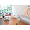 Chaise pivotante de cabinet médical bimos, avec roulettes, pour laboratoires &amp; zones à hygiène critique, réglable en hauteur, L 460 x P 470 x H 440-620 mm, similicuir, blanc