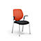 Chaise visiteur GIROFLEX 353,empilable, piètement chromé, avec accoudoirs, tissu orange/noir