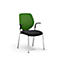 Chaise visiteur GIROFLEX 353,empilable, piètement chromé, avec accoudoirs, tissu vert/noir