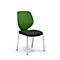 Chaise visiteur GIROFLEX 353,empilable, piètement chromé, sans accoudoirs, tissu vert/noir