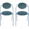 Chaises Saturne Meet by Paperflow - l. 520 x P 540 x H 820 mm - tube d'acier bleu - velours bleu - set de 2