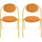 Chaises Saturne Meet by Paperflow - l. 520 x P 540 x H 820 mm - tube d'acier safran - velours safran - set de 2