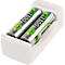 Chargeur de batterie pour piles Ansmann Basic II, 1-2x AA/AAA, câble USB inclus, 2 piles AA incluses, L 36,5 × P 26 × H 75 mm, blanc