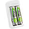 Chargeur de batterie pour piles Ansmann Basic II, 1-2x AA/AAA, câble USB inclus, 2 piles AA incluses, L 36,5 × P 26 × H 75 mm, blanc