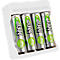 Chargeur de piles Ansmann Basic IV, pour 1-4x AA/AAA, entrée USB, câble inclus, 4x piles AA incluses, L 75 × P 66 × H 25,2 mm, blanc