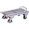 Chariot à cintres pliant, aluminium/plaque de recouvrement, aluminium argent, L 720 x l 450 mm, pliable avec traverse, roulettes TPE avec EasySTOP, jusqu'à 150 kg