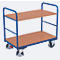 Chariot à plateaux, acier/MDF, décor bleu gentiane/hêtre, 2 plateaux, 1000 x 700 mm, EasySTOP, jusqu'à 250 kg