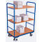 Chariot à plateaux, acier/MDF, décor bleu gentiane/hêtre, 3 plateaux, 1200 x 800 mm, EasySTOP, jusqu'à 250 kg