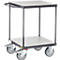 Chariot à plateaux ESD Fetra 9496, jusqu'à 500 kg, 2 plateaux avec étagères en bois composite, surface de chargement L 600 x l 600 mm, pneus TPE, poignée de poussée, acier, gris ardoise