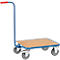 Chariot à poignée, fond en bois, L 600 x l. 500 mm, jusqu’à 250 kg, fils en acier, bleu