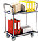 Chariot à roulettes NB-104, 2 tablettes, L 790 x l 480 mm, jusqu'à 120 kg, bleu, bandage caoutchouc plein, acier chromé