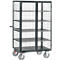 Chariot armoire grillagé, avec porte battante double, verrouillable, 5 sols en bois, jusqu’à 750 kg, 1000 x 680 mm, gris