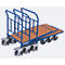 Chariot C+C, panneau acier/MDF, décor bleu gentiane/hêtre, L 1030 x L 700 mm, avec entretoises longitudinales, roulettes TPE avec frein de blocage, jusqu'à 500 kg