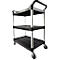 Chariot de service Rubbermaid Utility Cart, 3 étagères, jusqu'à 90 kg, modèle ouvert, noir