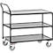 Chariot de table, 3 niveaux, acier/bois, gris anthracite, L 1000 x P 600 mm, jusqu'à 300 kg, pneus TPE
